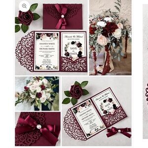 Elegant Burgundy Floral Wedding Invitations kit